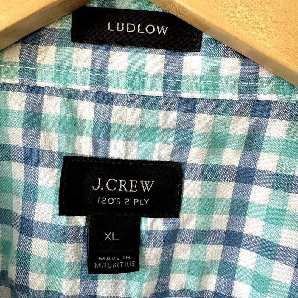 J. Crew Men Sz XL Ludlow 120's 2-Ply Cotton Checkered Button Shirt Preppy Career
